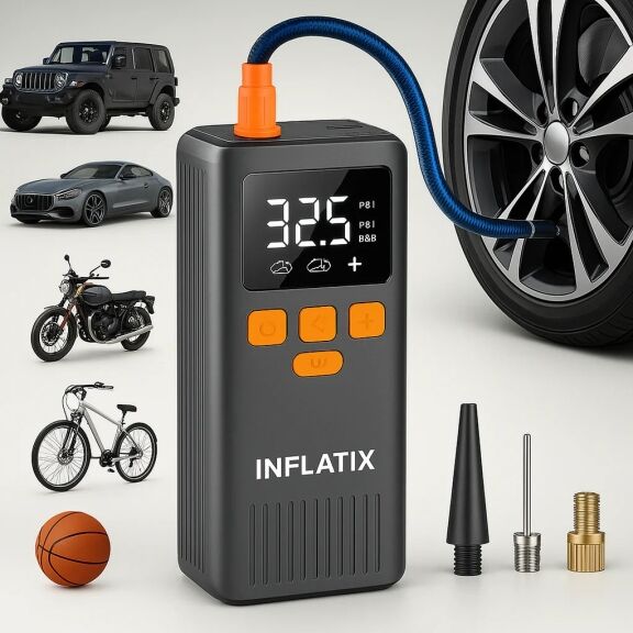 INFLATIX 150PSI Portable Tyre Inflator & Portable Air Compressors | Car & Bike Pumps - Image 1