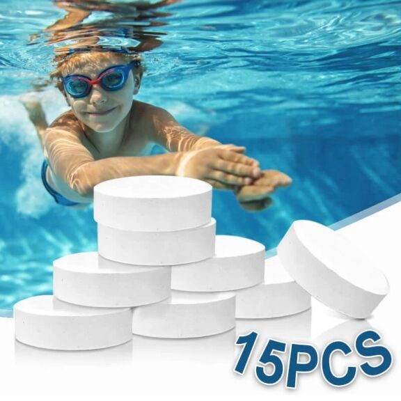 15 PCS – Pool Chlorine Tablets for Solar Pool Chlorine Floater - Image 1